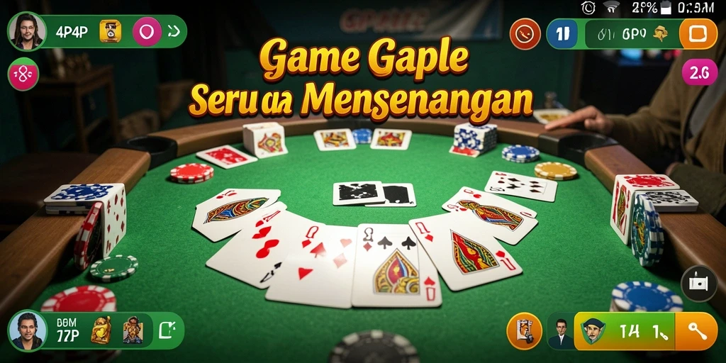 Screenshot utama 4P4P menampilkan permainan Gaple yang seru.