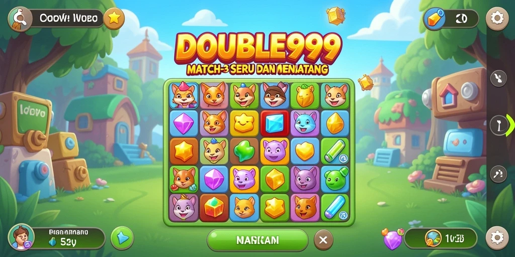 Gambaran gameplay seru dari <strong>DOUBLE999</strong> dalam permainan Match-3.