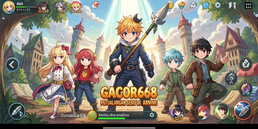 Screenshot gameplay GACOR668 yang menampilkan aksi karakter anime.