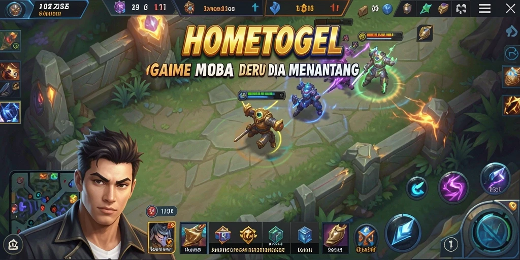 Tampilan gameplay seru HOMETOGEL dengan aksi tim yang dinamis.