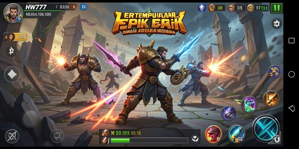 Tampak aksi seru dalam permainan HW777 di arena MOBA.