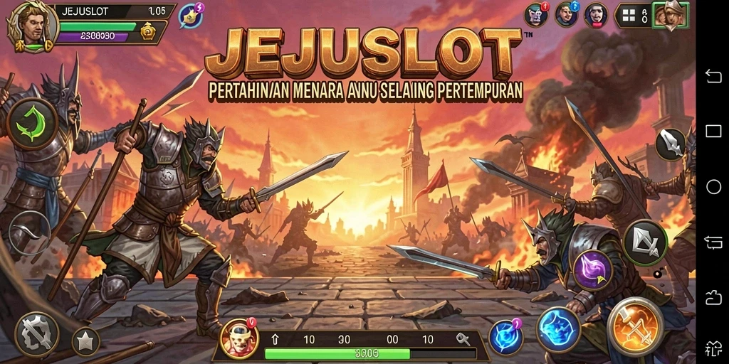 Tangkapan layar JEJUSLOT menampilkan aksi mendebarkan dalam gameplay Tower Defense.