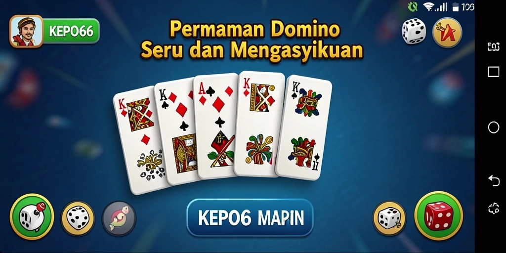 Screenshot KEPO66 menunjukkan gameplay domino dengan grafis menarik.
