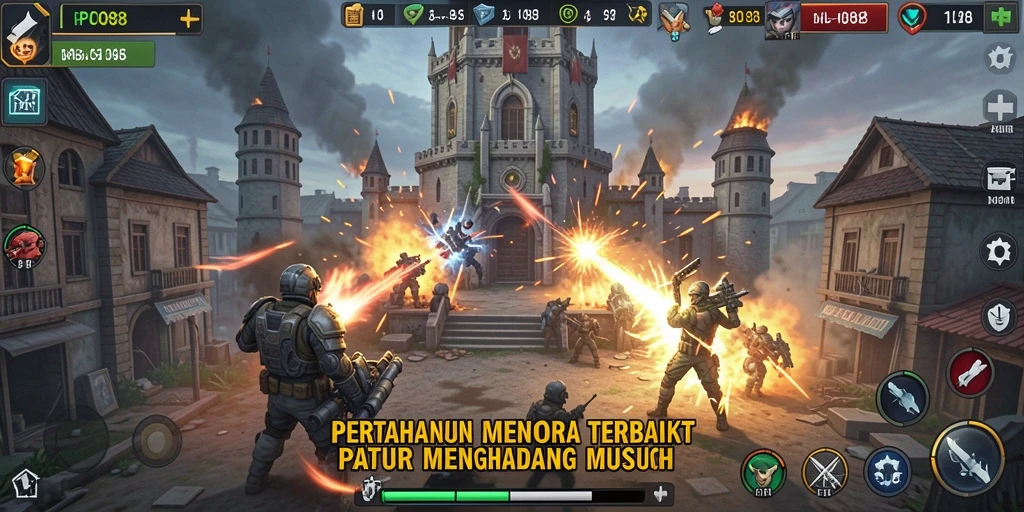 Tampilan permainan LPO88 dengan strategi pertahanan menara.