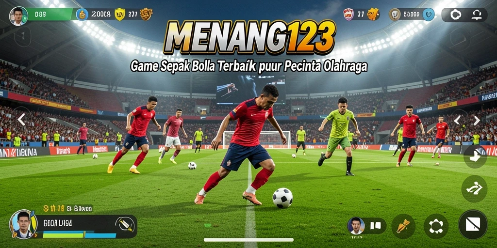 Tampilan gameplay <strong>MENANG123</strong> yang menampilkan aksi seru di lapangan sepak bola.