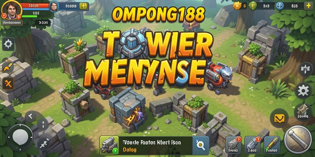 Screenshot gameplay OMPONG188 yang menampilkan serangan menara yang spektakuler.