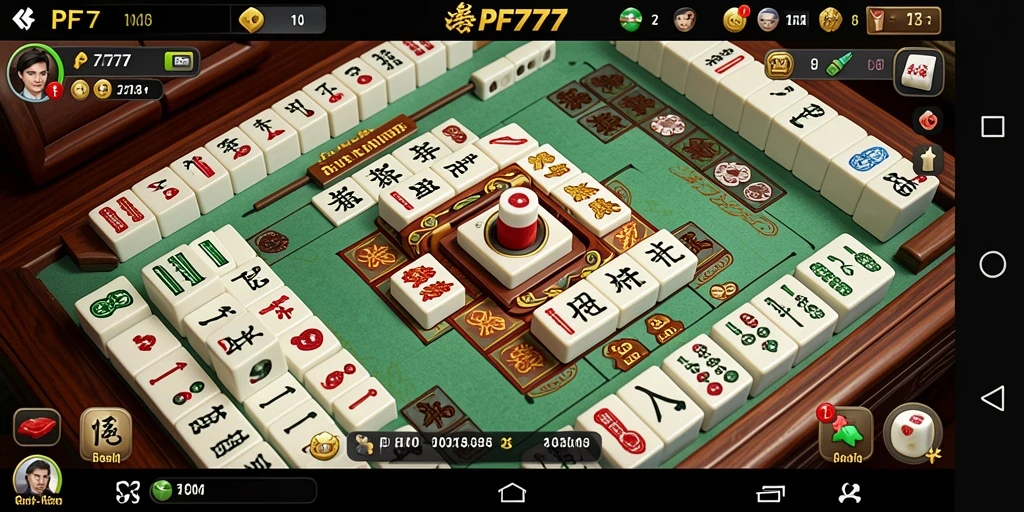 Screenshot gameplay PF777 menunjukkan sesi permainan Mahjong yang seru