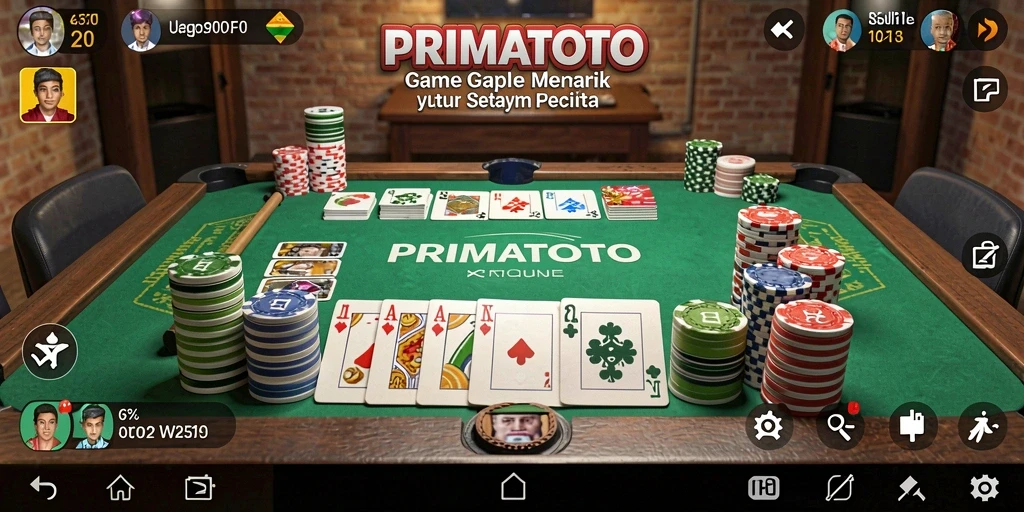 Screenshot gameplay PRIMATOTO menampilkan aksi seru dalam permainan Gaple.