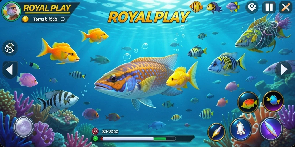 Screenshot gameplay ROYALPLAY yang menampilkan aksi Tembak Ikan seru.