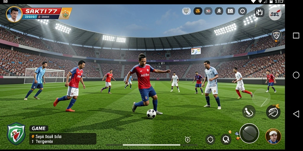 Tampilan gameplay SAKTI77 yang mendebarkan dengan aksi sepak bola.