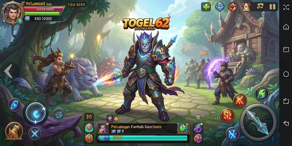Screenshot gameplay TOGEL62 yang menunjukkan karakter berpetualang di dunia RPG.