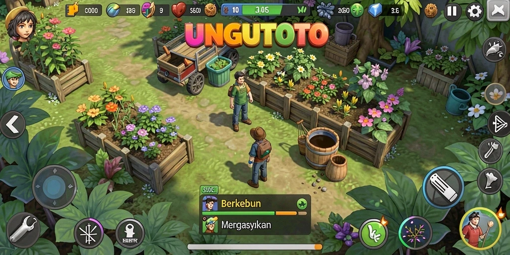 Tampilan gameplay menarik dari UNGUTOTO saat berkebun.