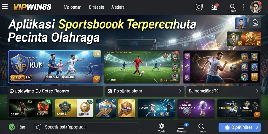 Screenshot utama VIPWIN88 menampilkan antarmuka taruhan olahraga yang interaktif.