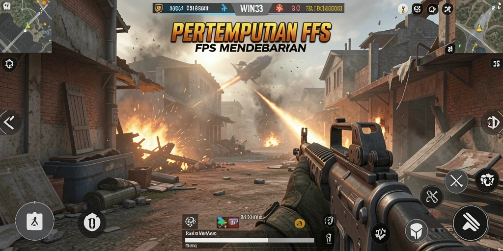 Screenshot WIN33 menampilkan aksi tembak-menembak intens.